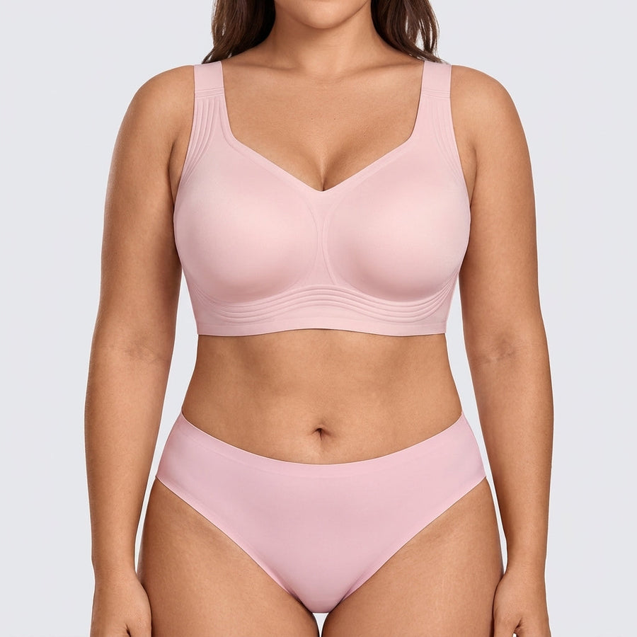 Seamless High-Cut Brief - Pink on model, front #Color_Pink