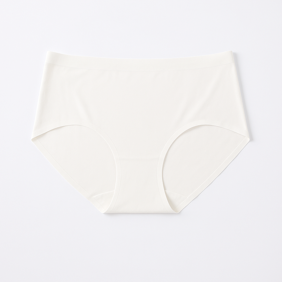 Seamless Mid-Rise Brief - Cream White flat lay #Color_Cream White