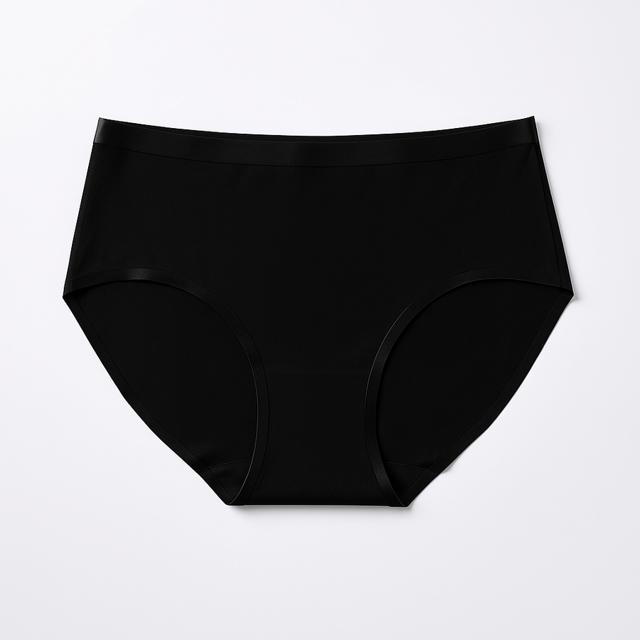 Seamless High-Cut Brief - Black flat lay #Color_Black