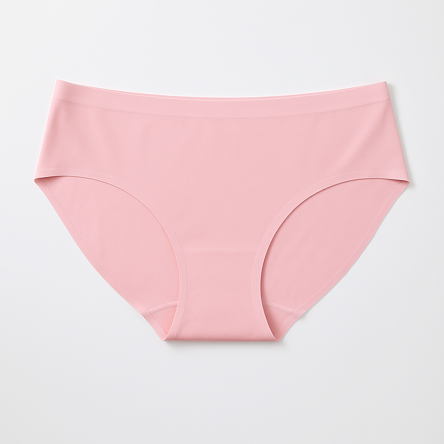 Seamless Mid-Rise Bikini - Pink flat lay #Color_Pink