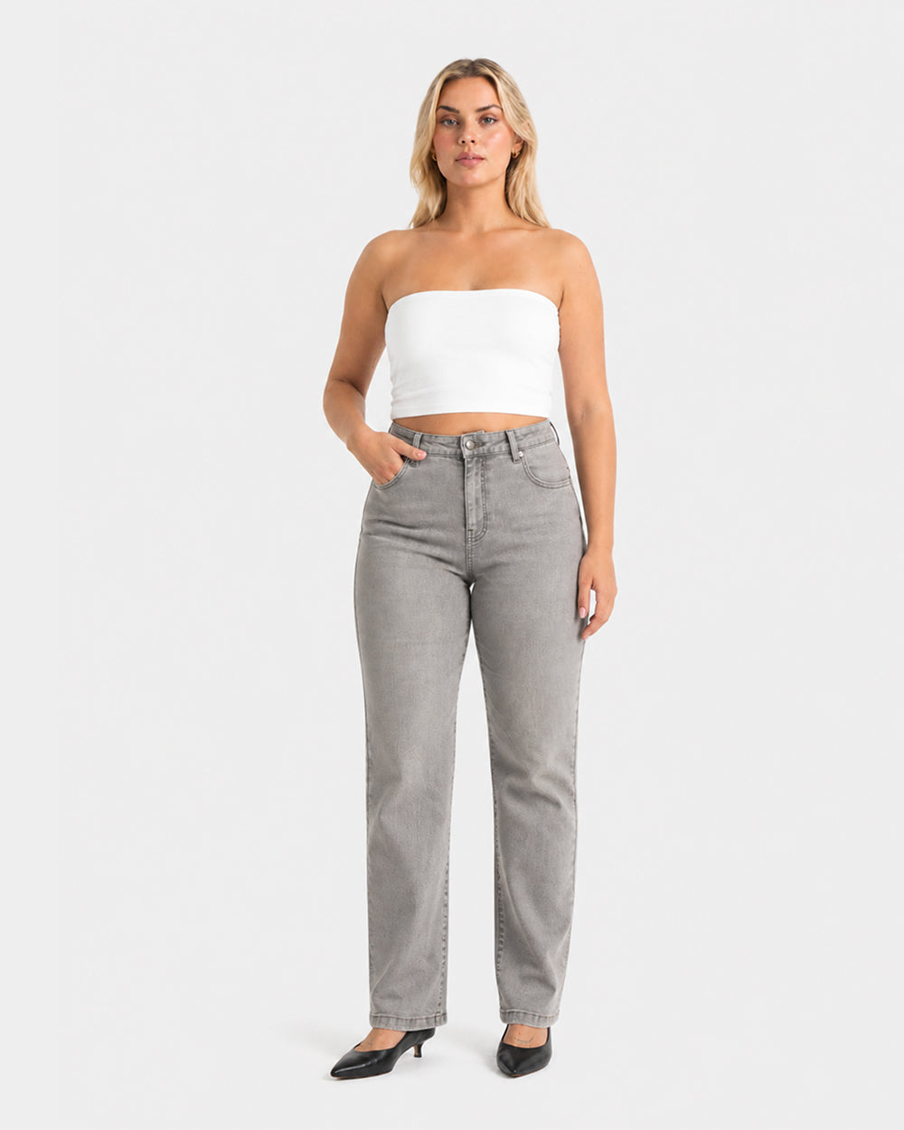 Straight – High-Waist – Grey