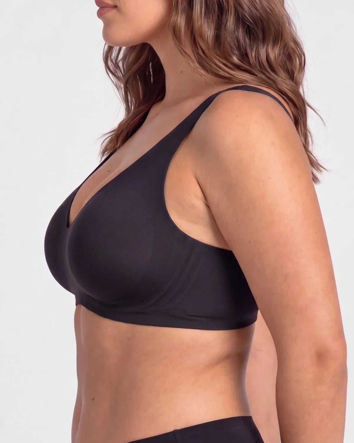 Side - CURVS Deep V Bra - Black #Color_Black