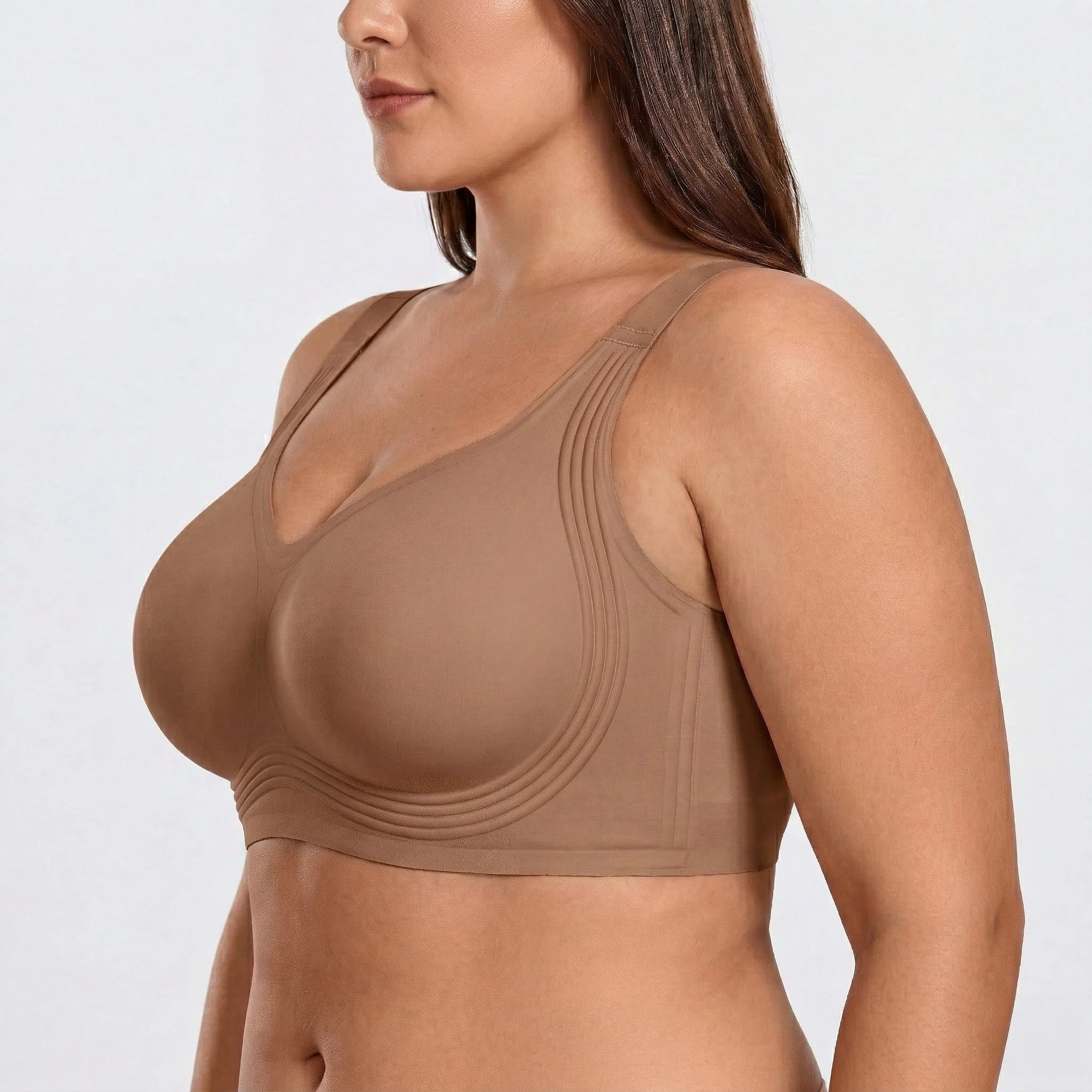 Wireless Full Coverage JellyWire Bra - for Brown #Color_Brown