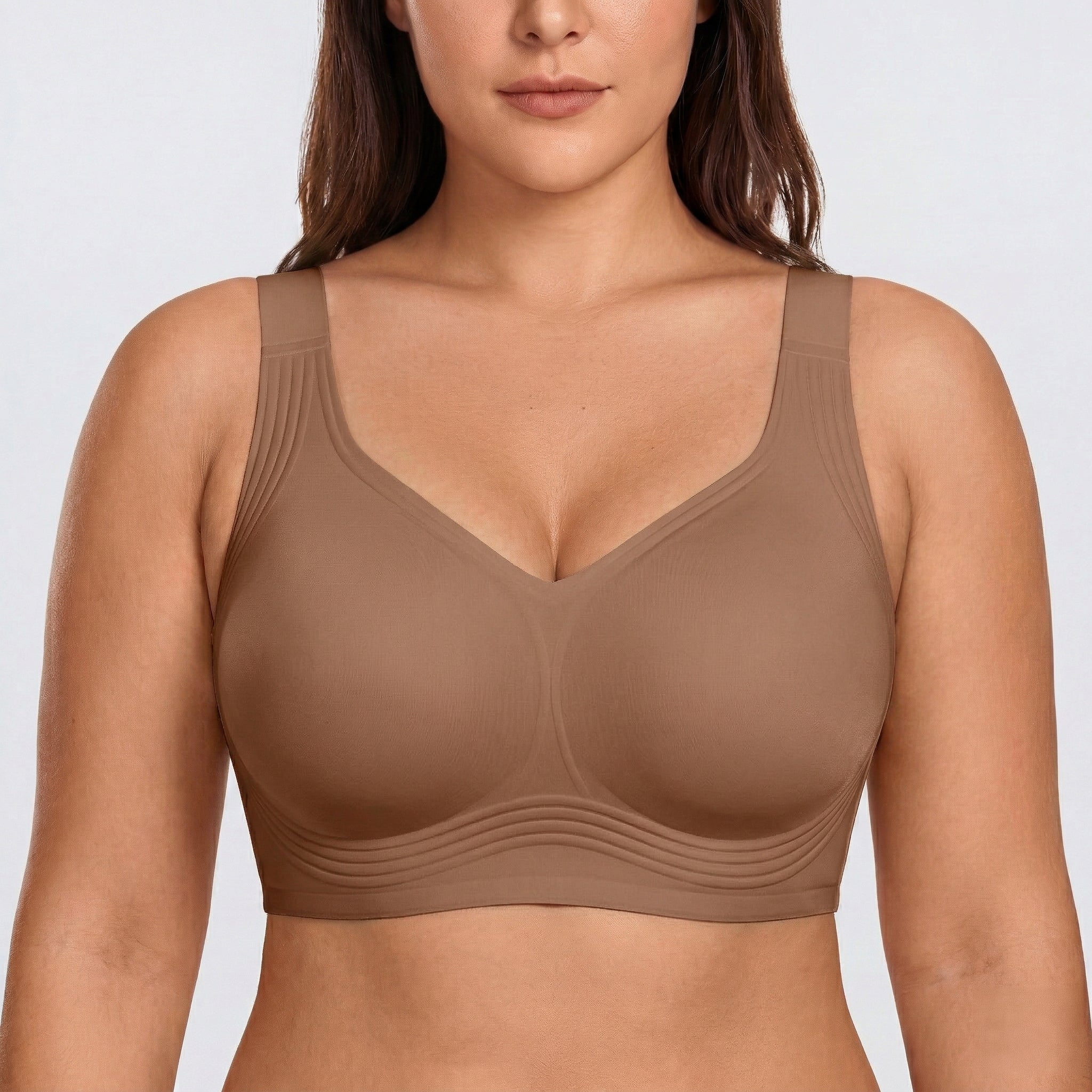 Wireless Full Coverage JellyWire Bra - for Brown #Color_Brown