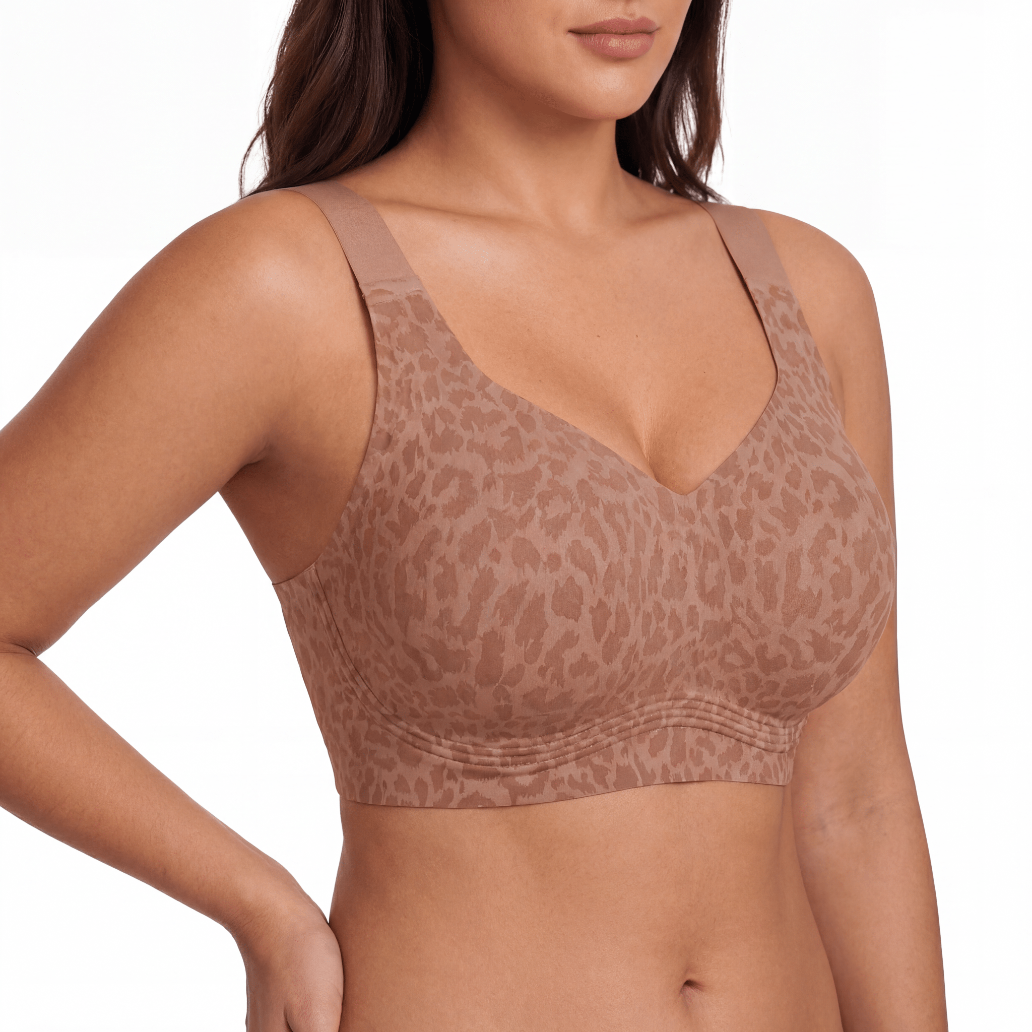 Wireless Full Coverage JellyWire Bra - for Leopard Black #Color_Leopard Brown