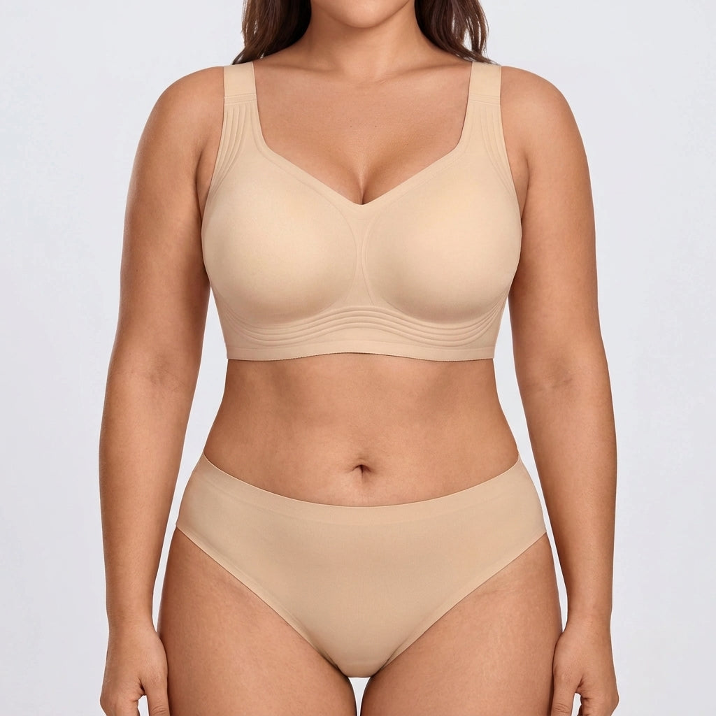 Seamless Mid-Rise Bikini - Nude on model, front #Color_Nude
