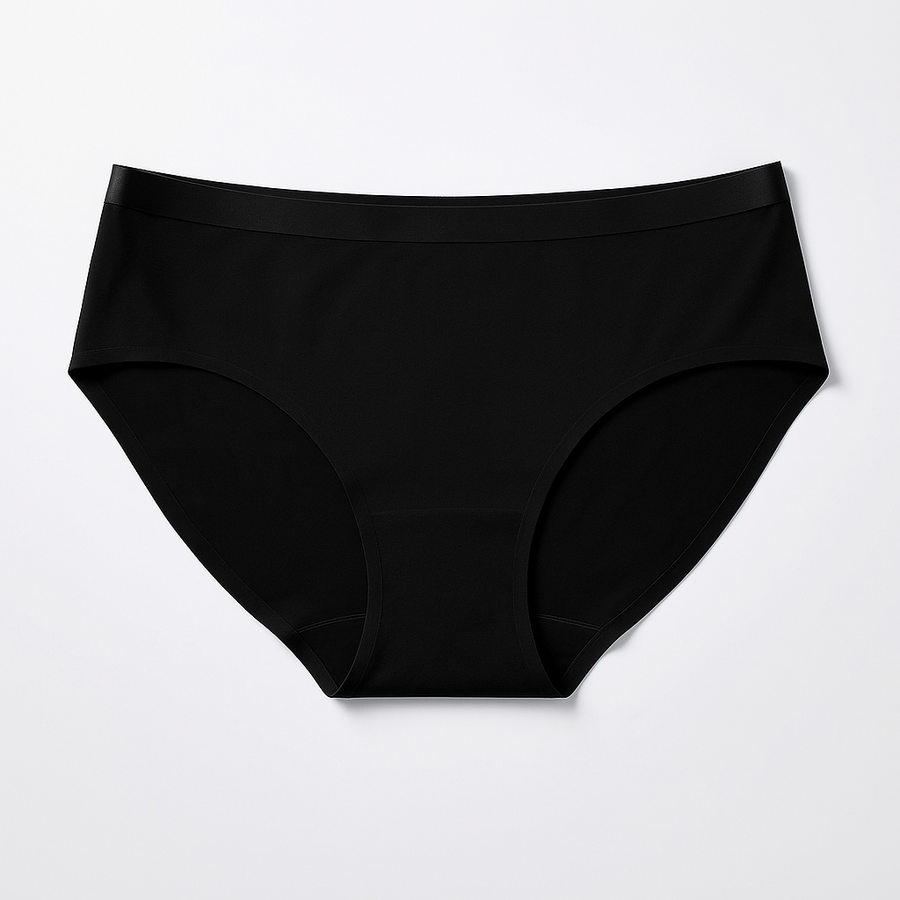 Seamless Mid-Rise Bikini - Black flat lay #Color_Black