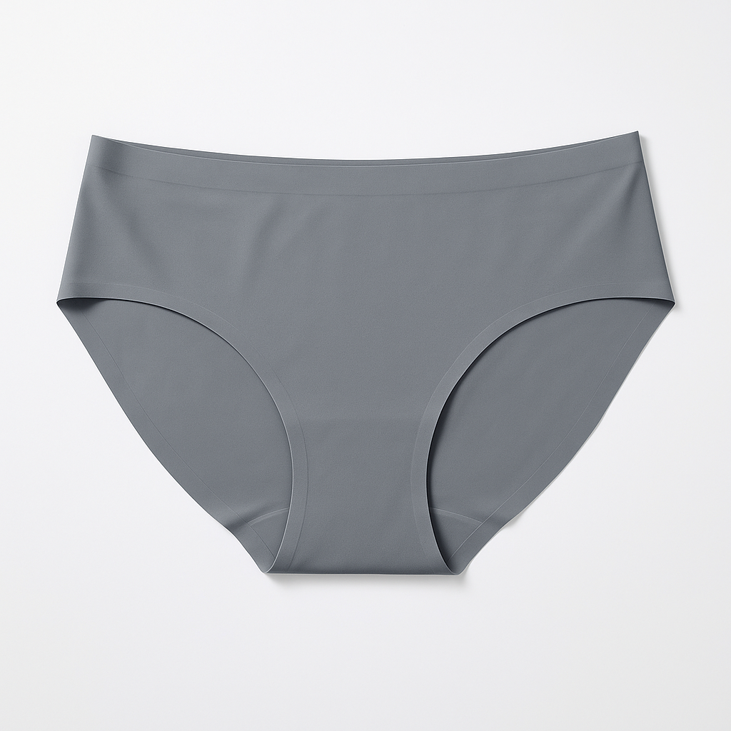 Seamless Mid-Rise Bikini - Grey flat lay #Color_Grey