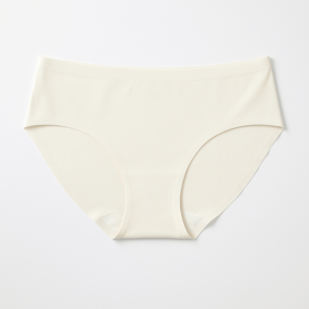 Seamless Mid-Rise Bikini - Cream White flat lay #Color_Cream White