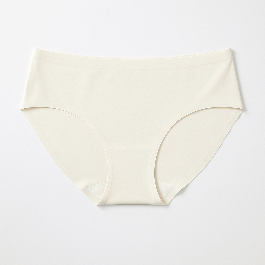 Seamless Mid-Rise Bikini - Cream White flat lay #Color_Cream White
