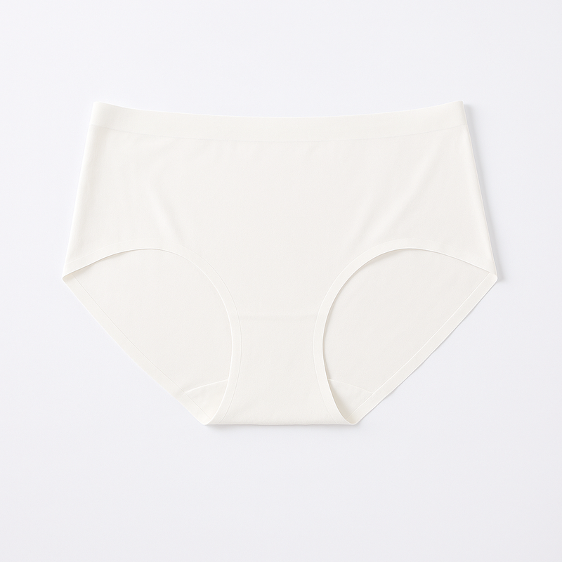 Seamless Mid-Rise Brief - Cream White flat lay #Color_Cream White
