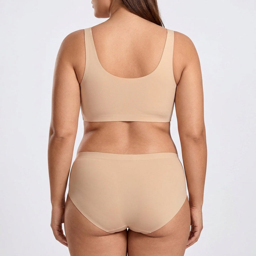 Seamless Mid-Rise Brief - Nude on model, back #Color_Nude