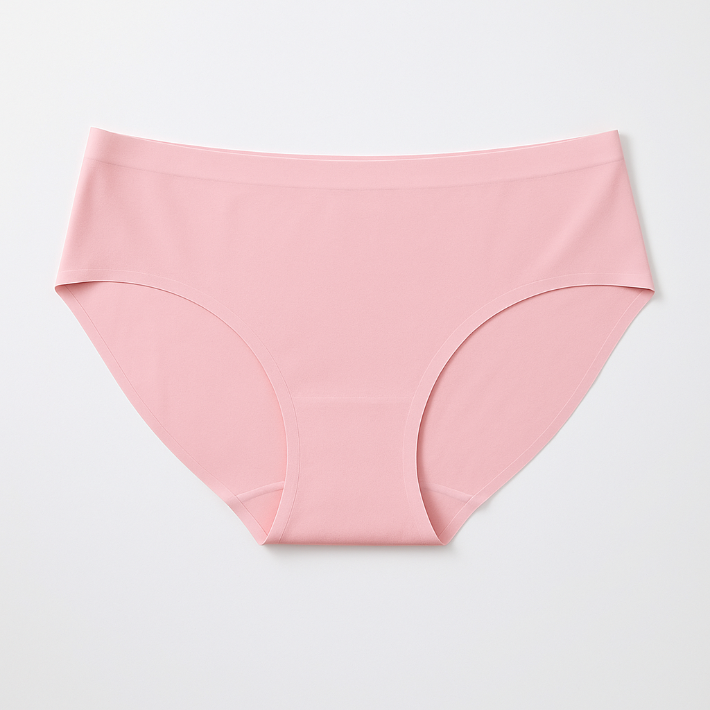 Seamless Mid-Rise Bikini - Pink flat lay #Color_Pink