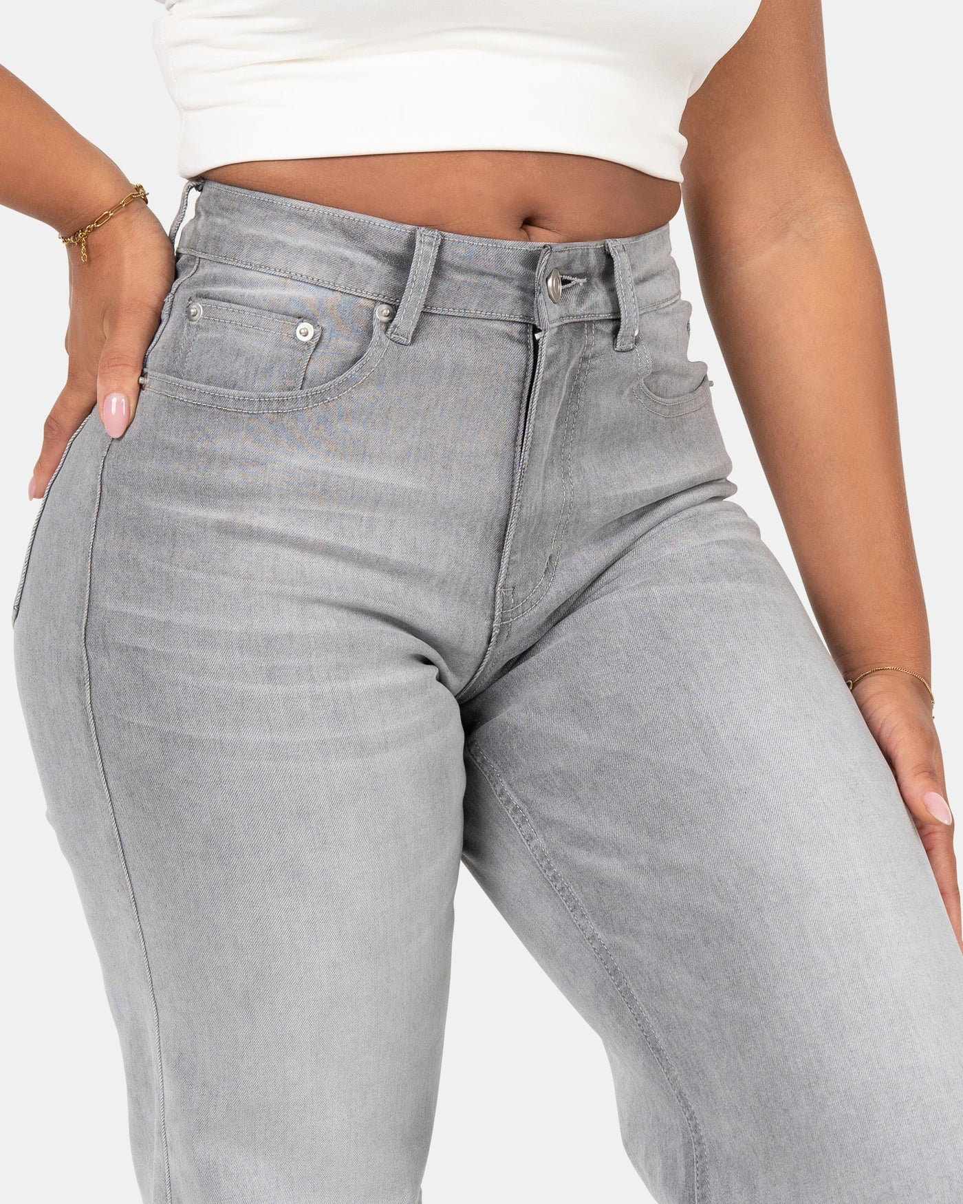 Wide Leg – Mid Rise – Cloud Grey