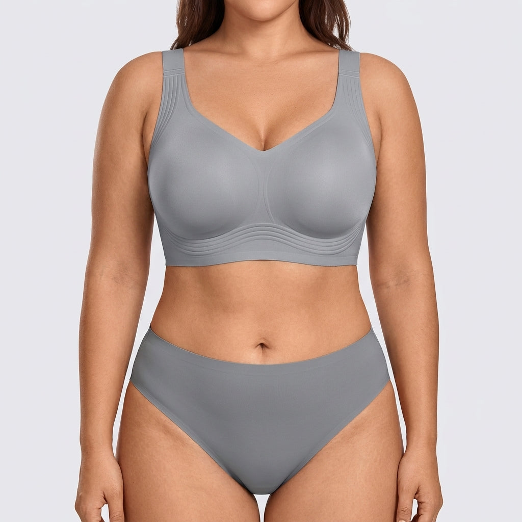 Seamless High-Cut Brief - Grey on model, front #Color_Grey