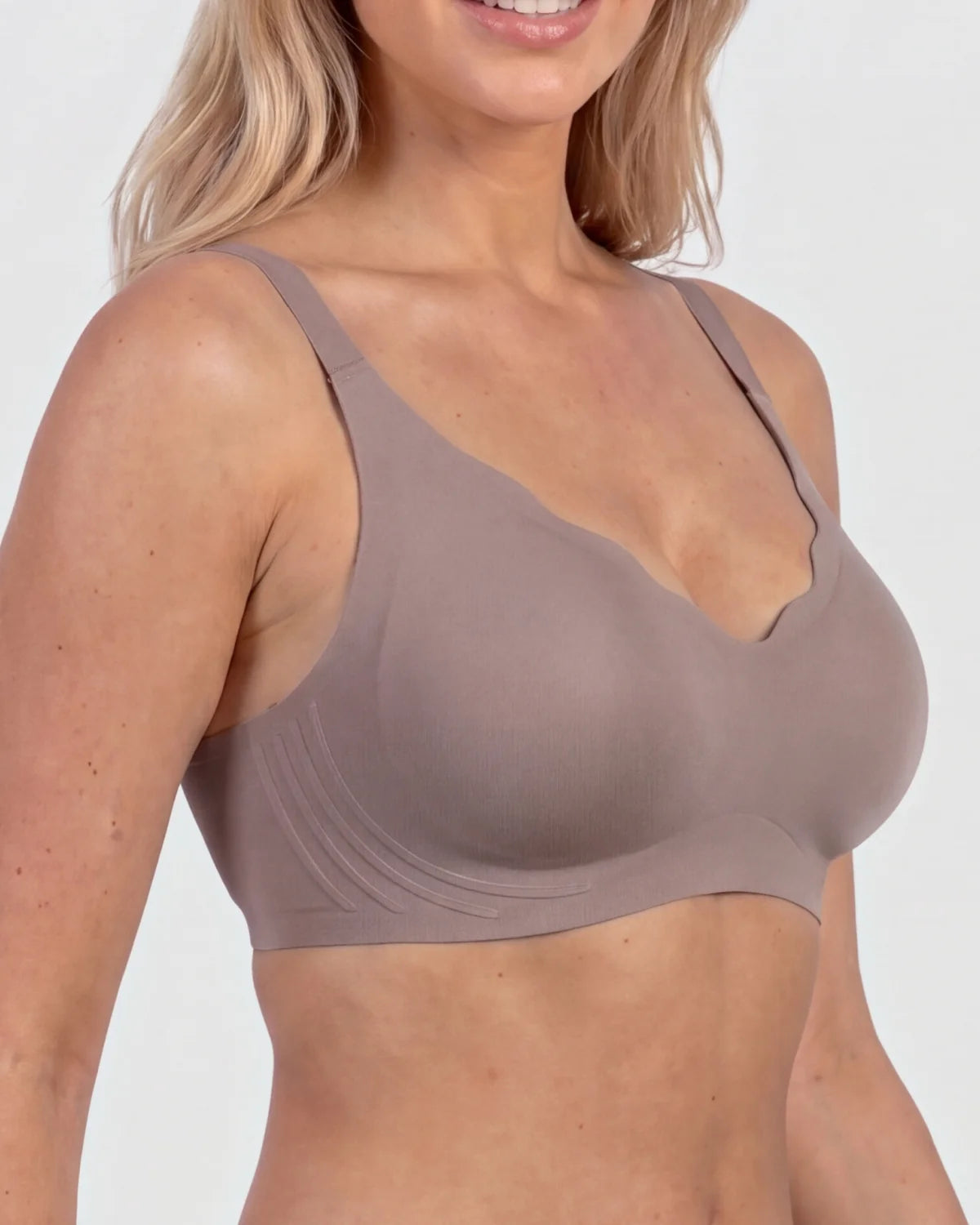 Side - CURVS Scalloped Bra - Grey #Color_Grey