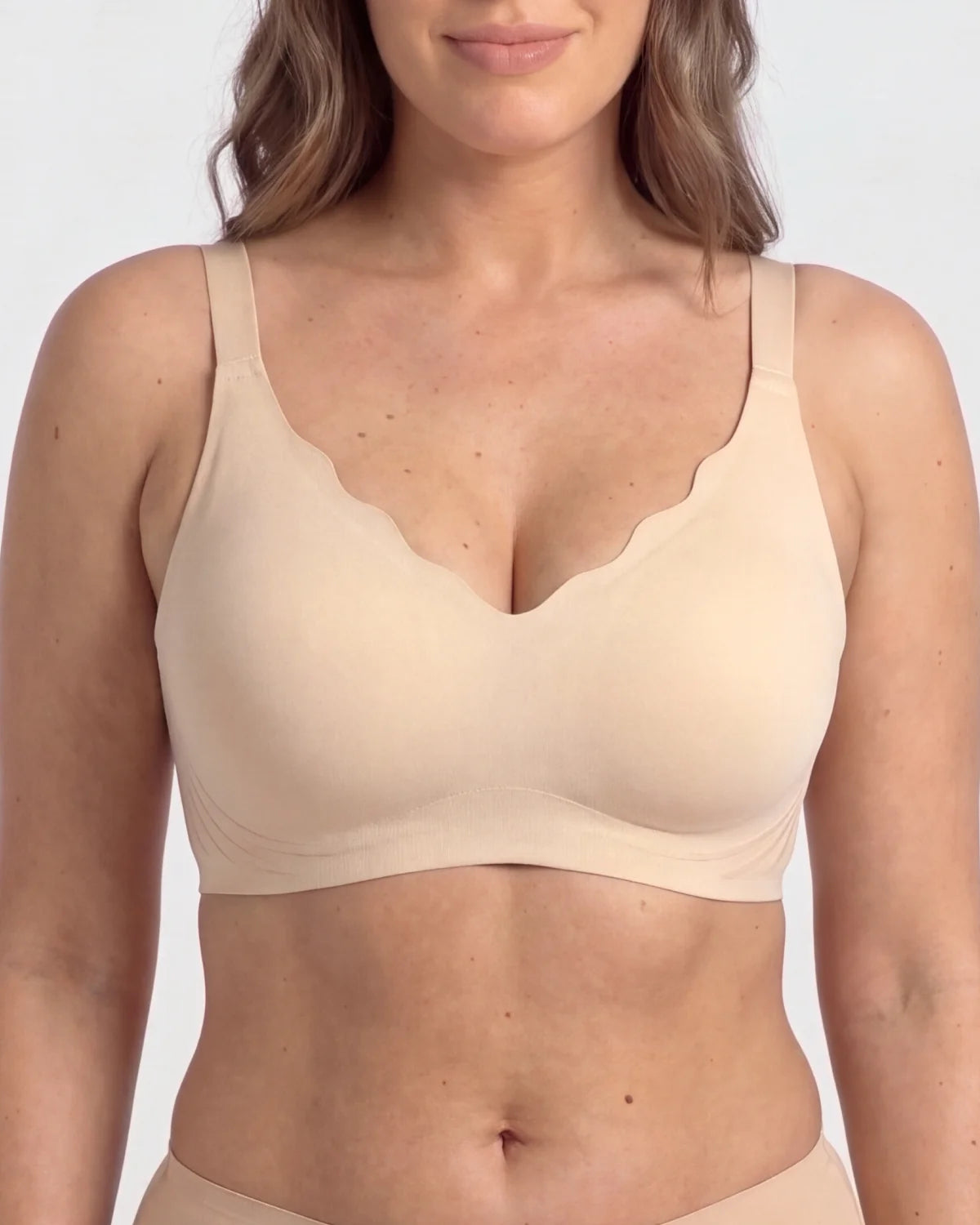 Front - CURVS Scalloped Bra - Nude #Color_Nude