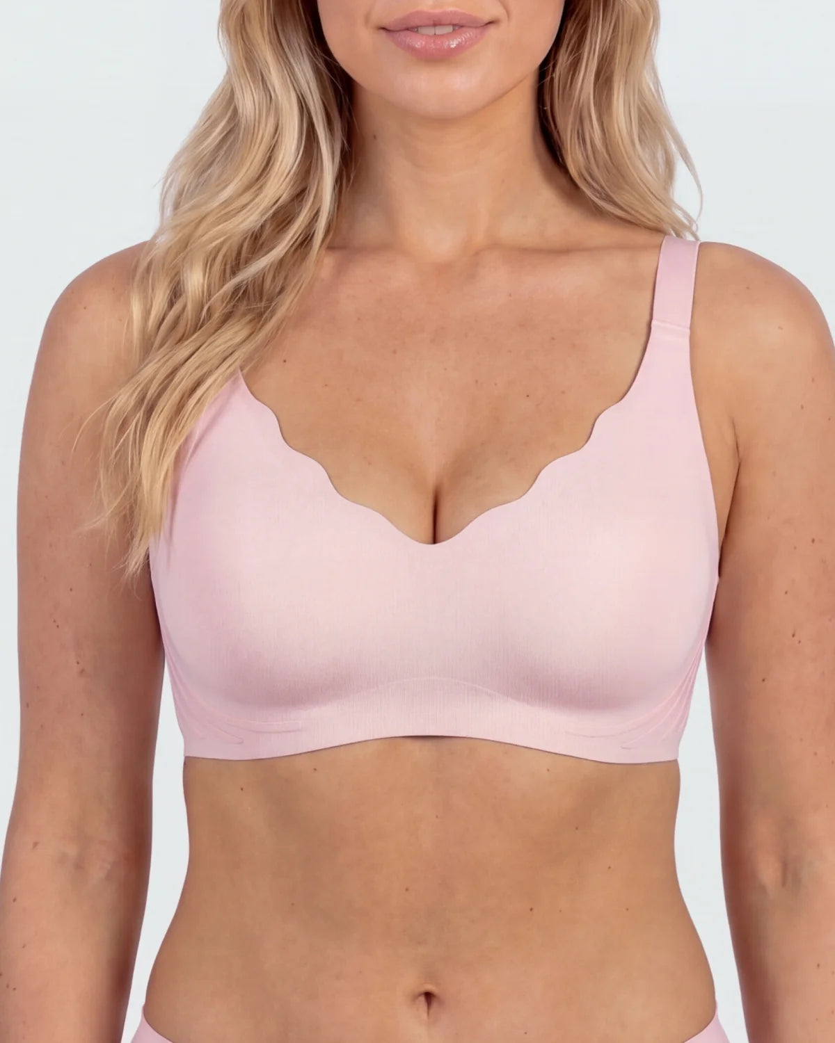Front - CURVS Scalloped Bra - Pink #Color_Pink