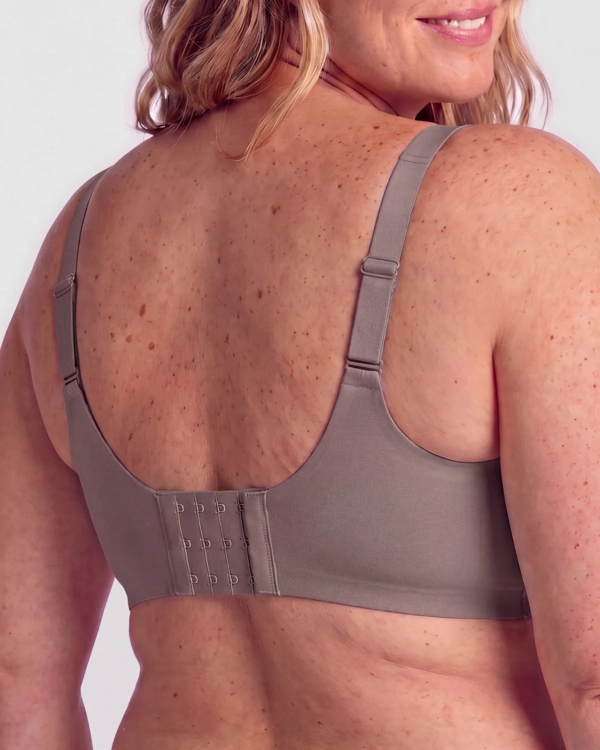 Back - CURVS V-Neck Mesh Bra - Grey #Color_Grey