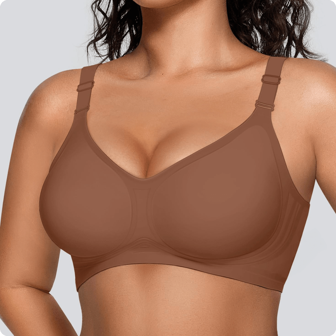 Wireless Front - Adjustable JellyWire™ Push Up Bra - for Brown