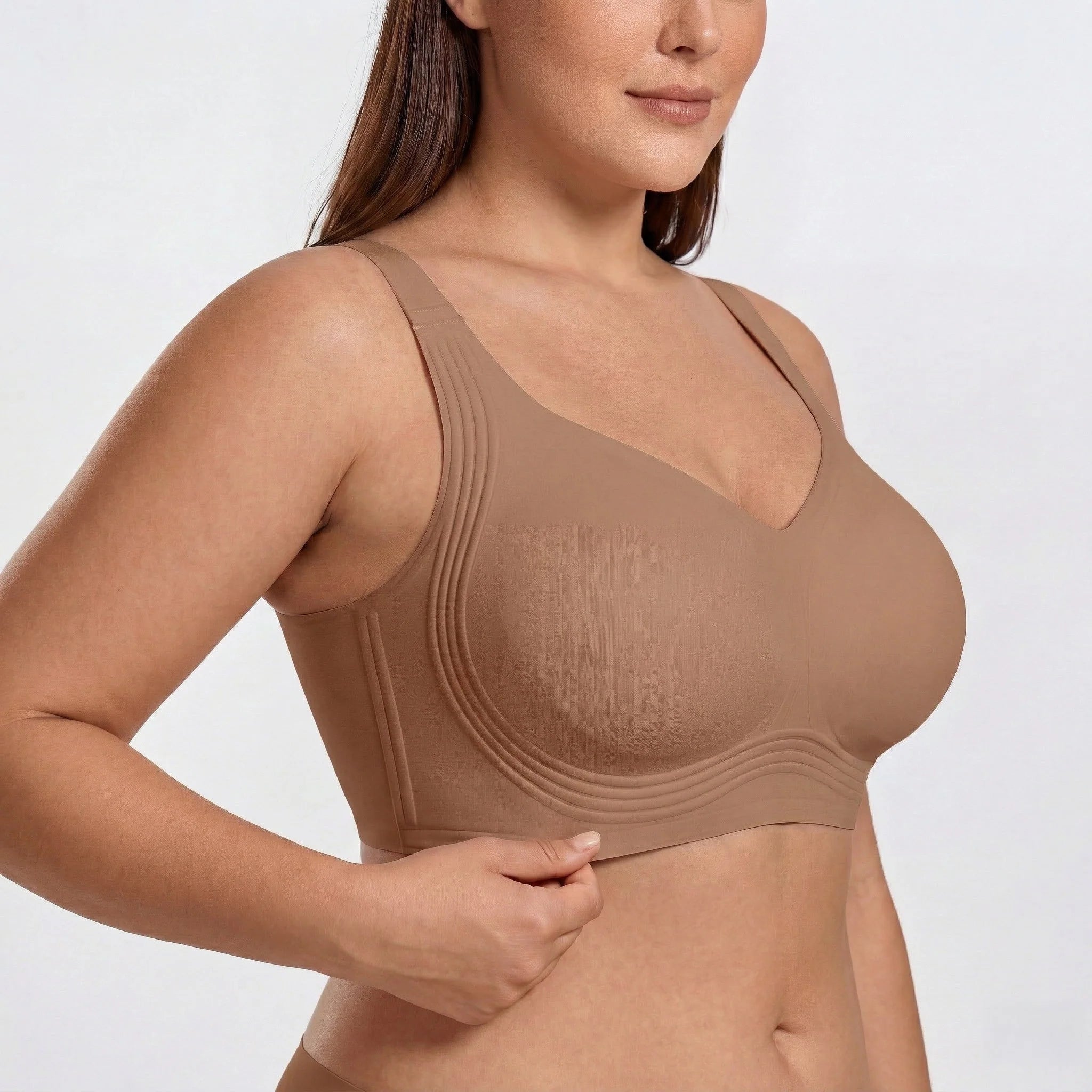Wireless Full Coverage JellyWire Bra - for Brown #Color_Brown
