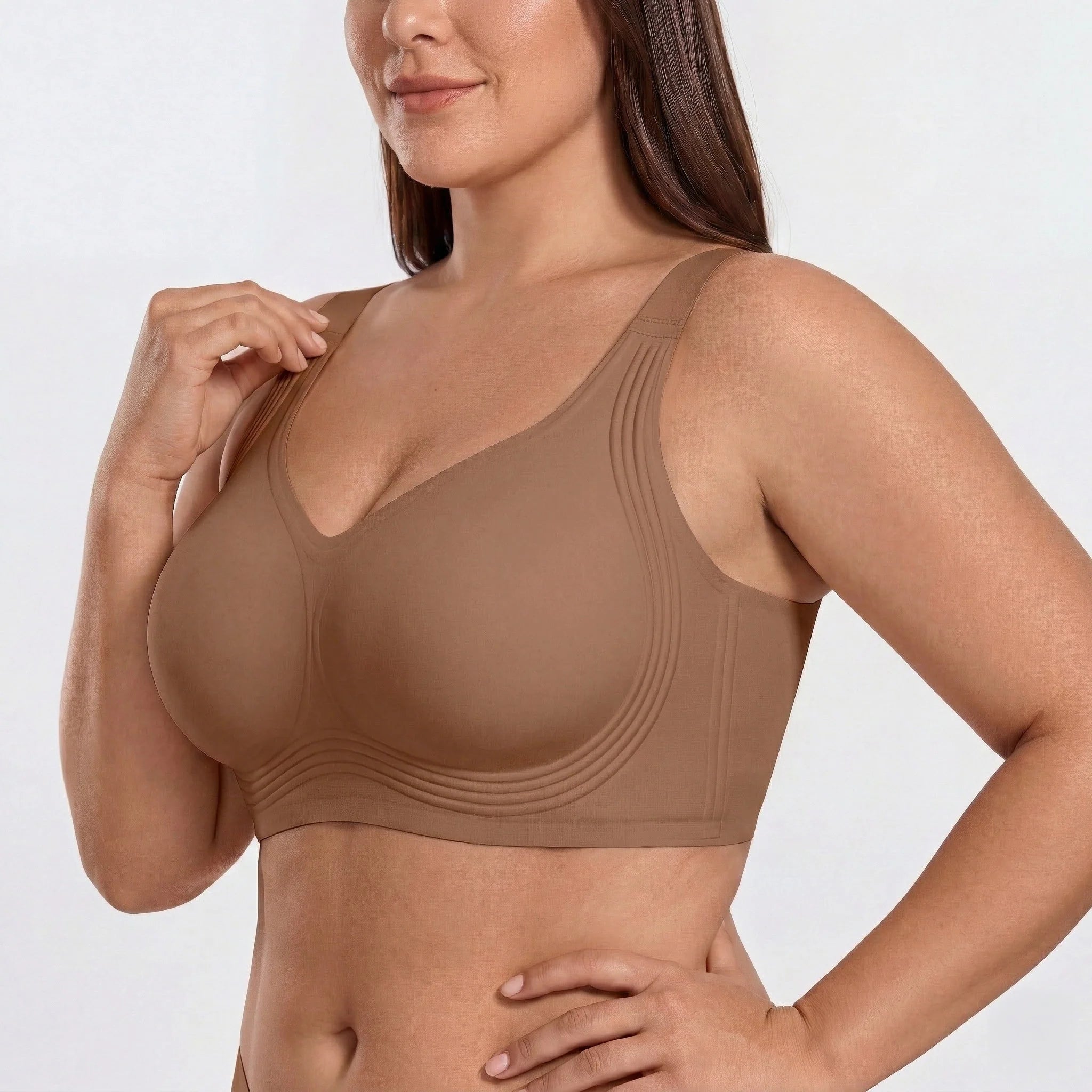 Wireless Full Coverage JellyWire Bra - for Brown #Color_Brown