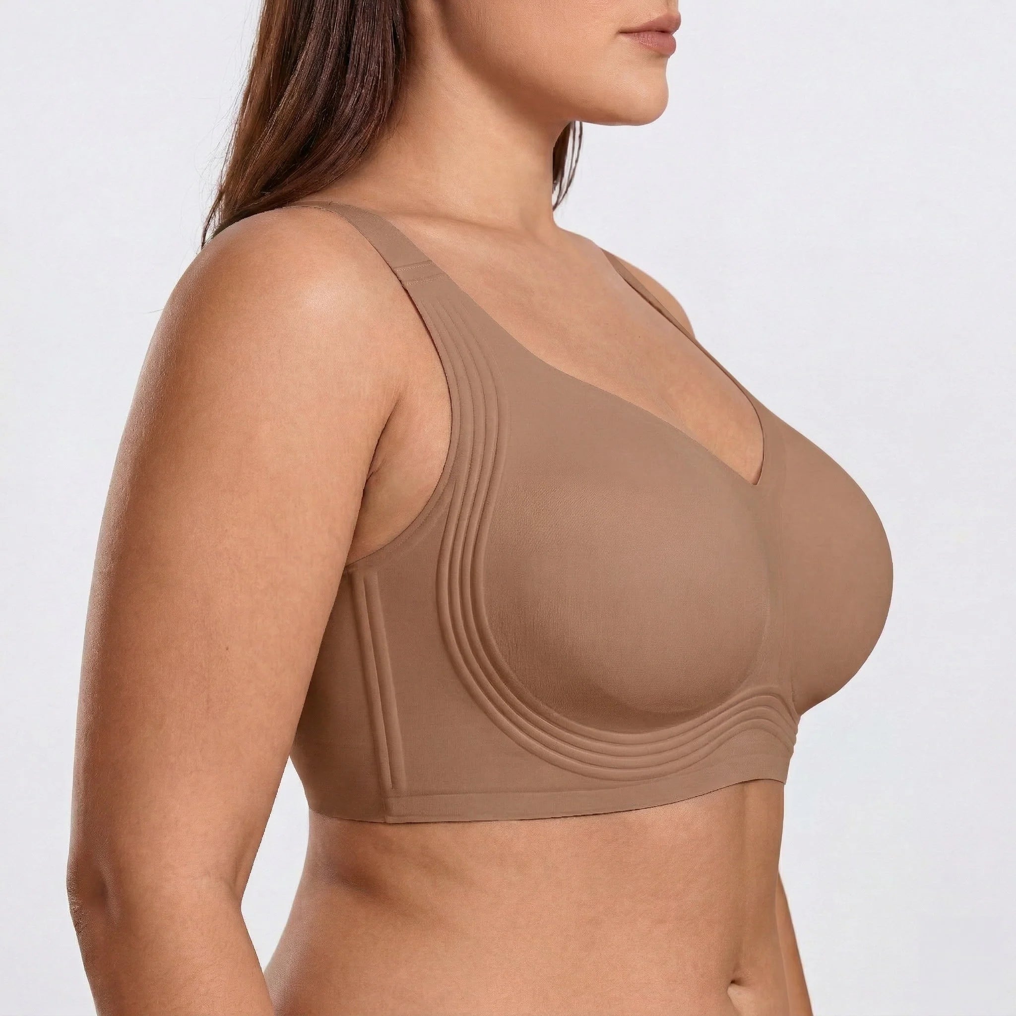Wireless Full Coverage JellyWire Bra - for Brown #Color_Brown