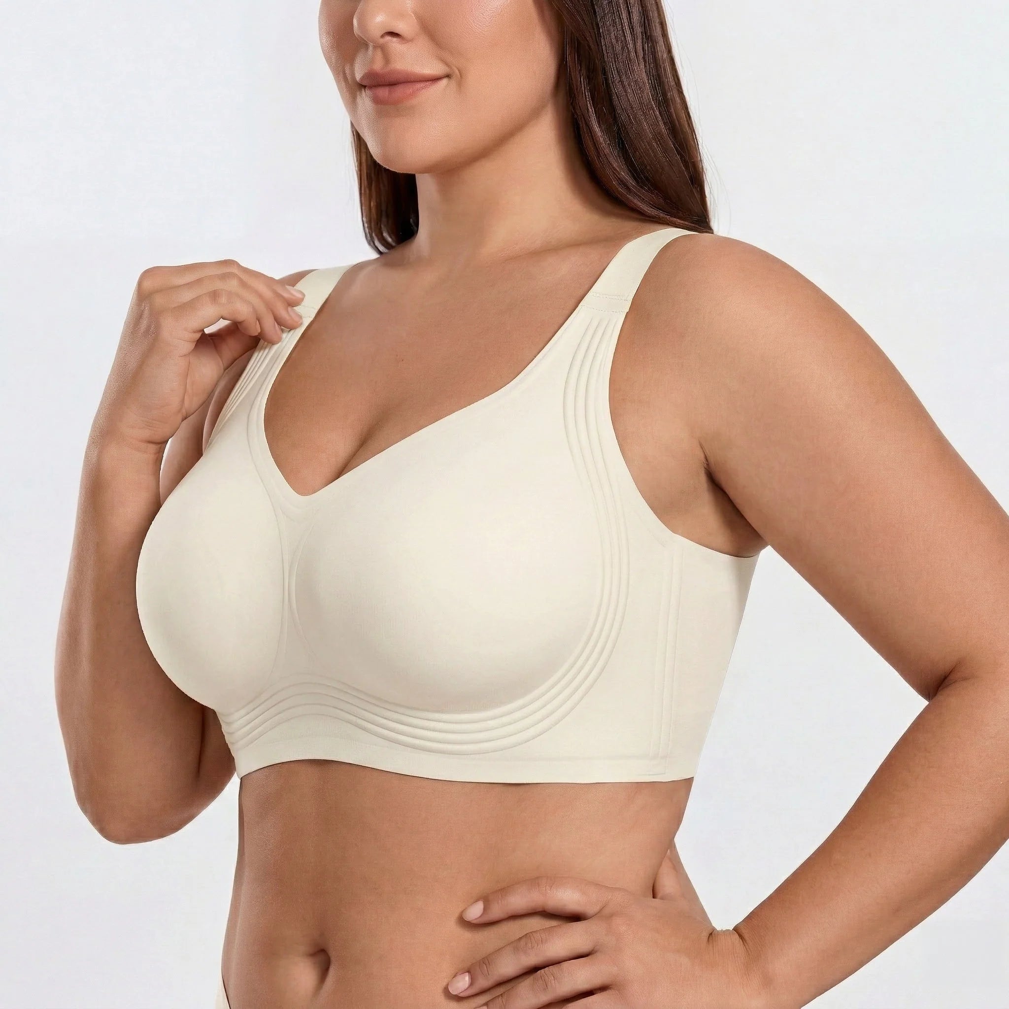 Wireless Full Coverage JellyWire Bra - for Cream White #Color_Cream White