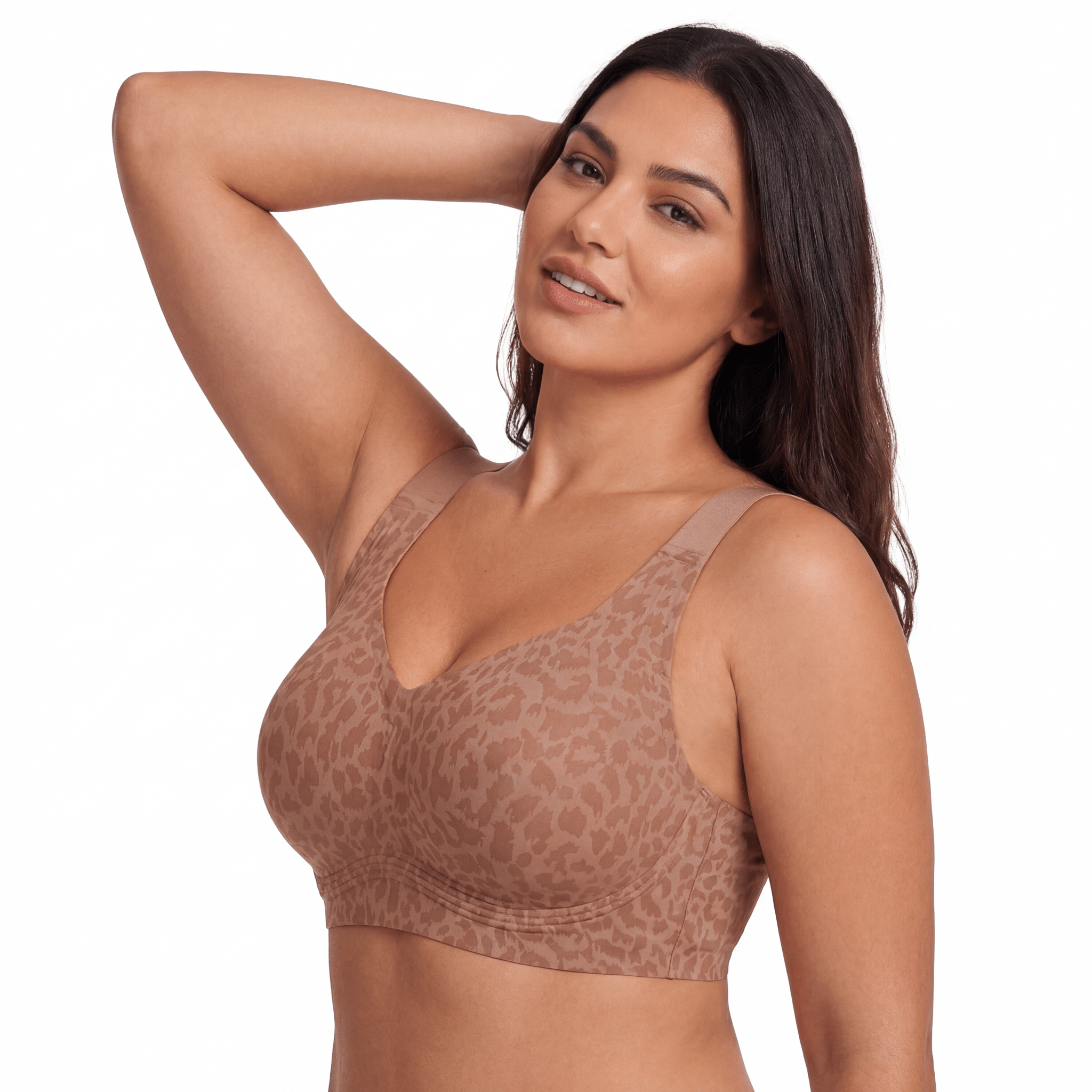 Wireless Full Coverage JellyWire Bra - for Leopard Black #Color_Leopard Brown