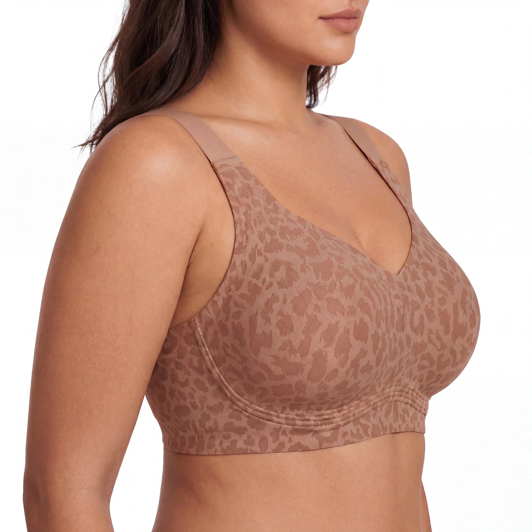 Wireless Full Coverage JellyWire Bra - for Leopard Black #Color_Leopard Brown