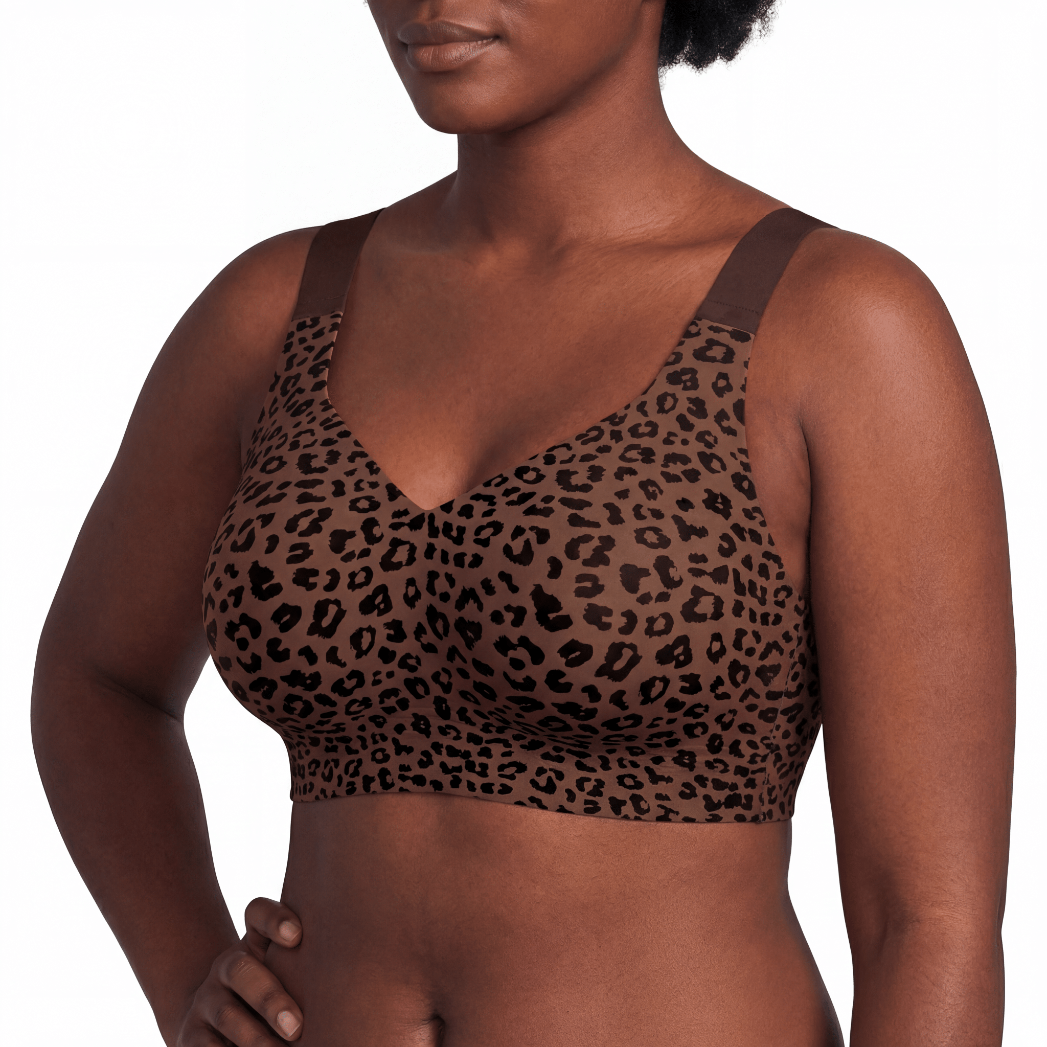 Wireless Full Coverage JellyWire Bra - for Leopard Brown #Color_Leopard Black