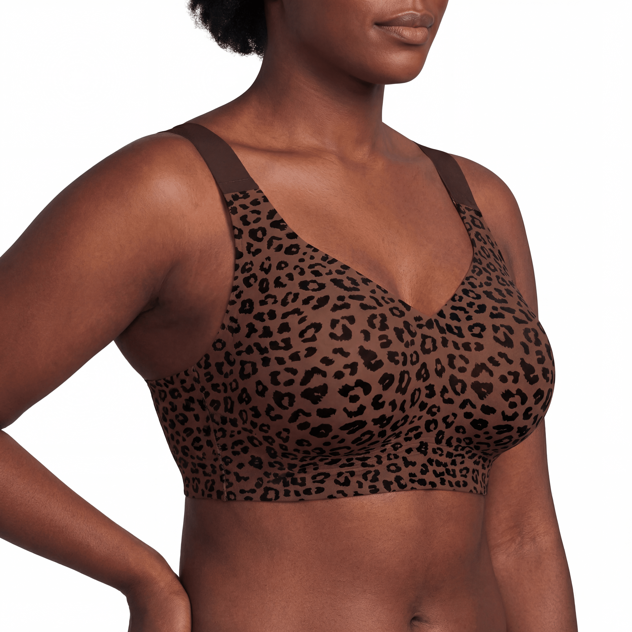 Wireless Full Coverage JellyWire Bra - for Leopard Brown #Color_Leopard Black