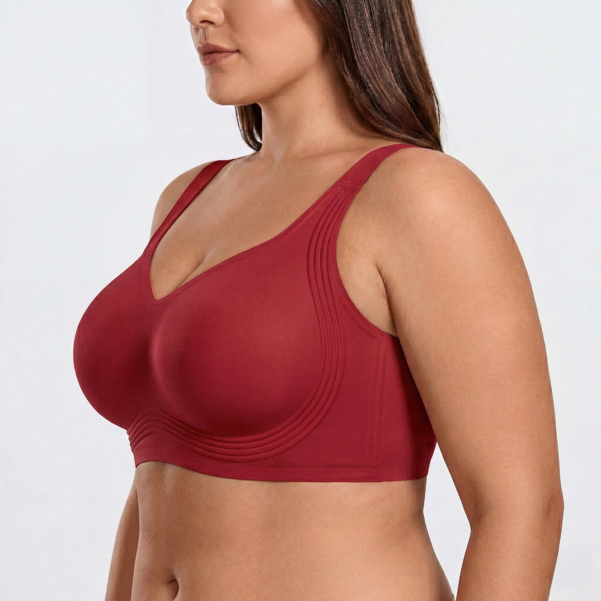 Wireless Full Coverage JellyWire Bra - for Red #Color_Red