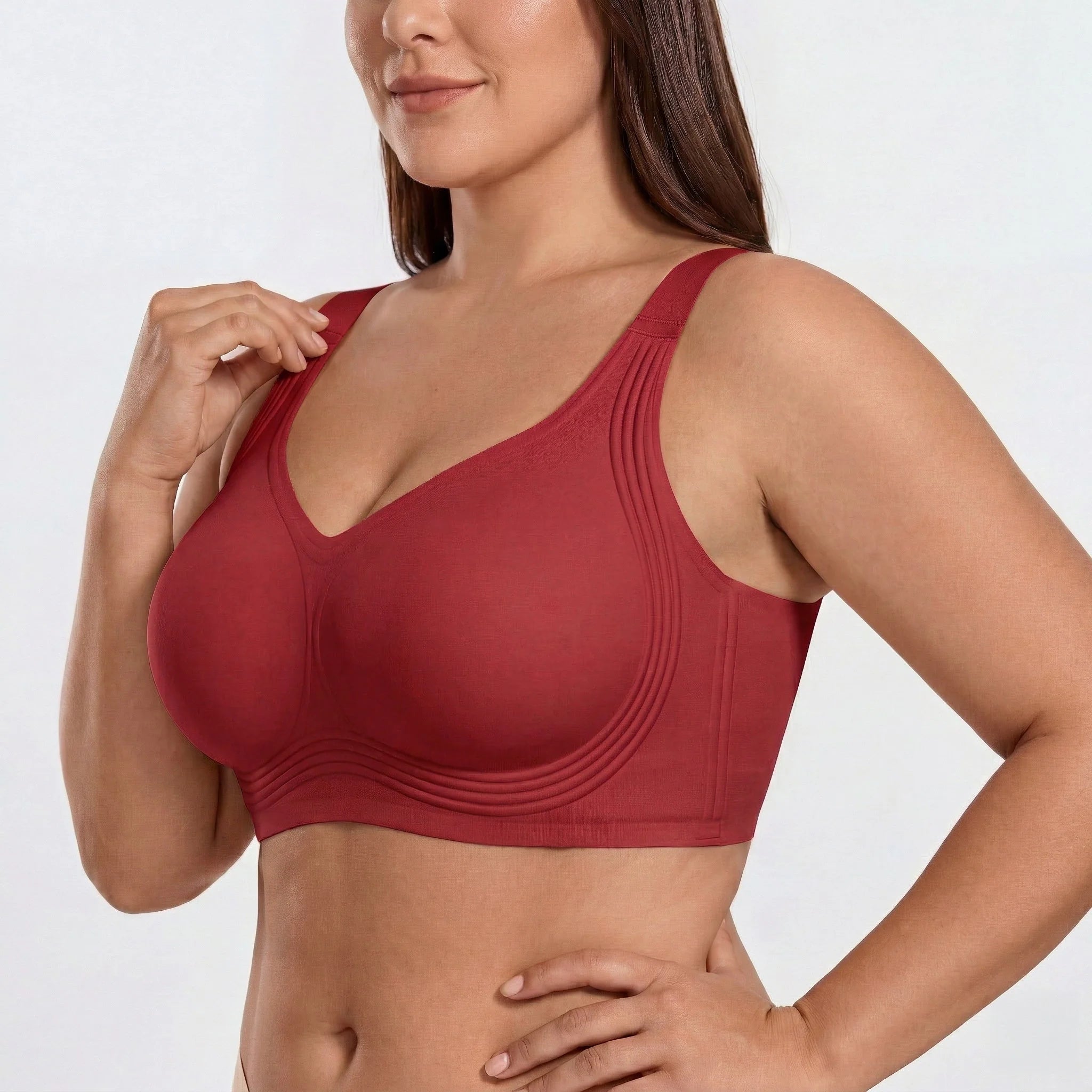 Wireless Full Coverage JellyWire Bra - for Red #Color_Red