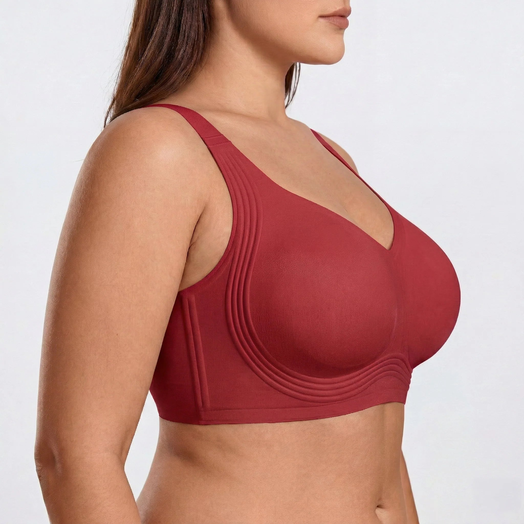 Wireless Full Coverage JellyWire Bra - for Red #Color_Red
