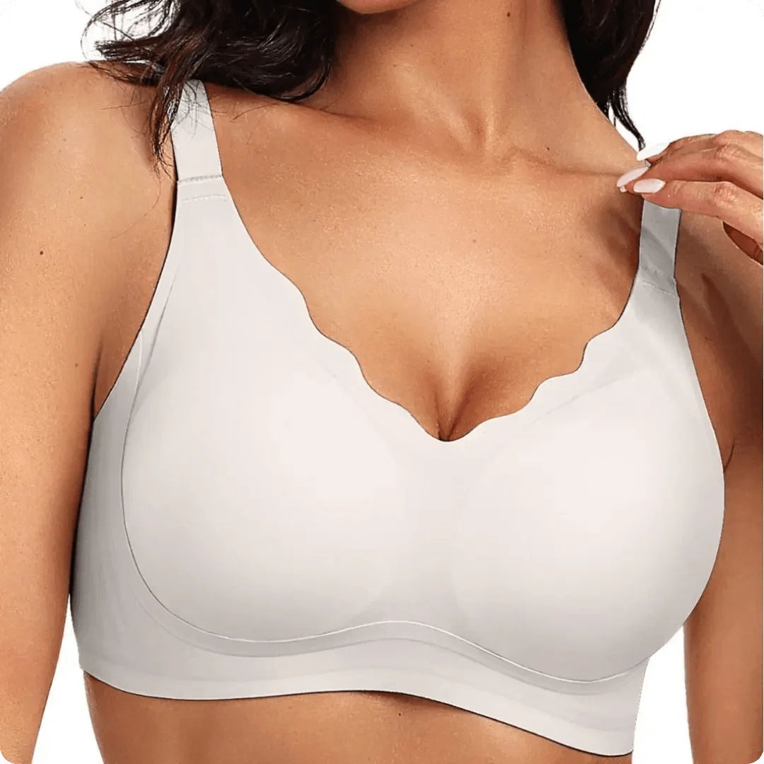 Wireless Scalloped Neckline Push Up Bra - for White