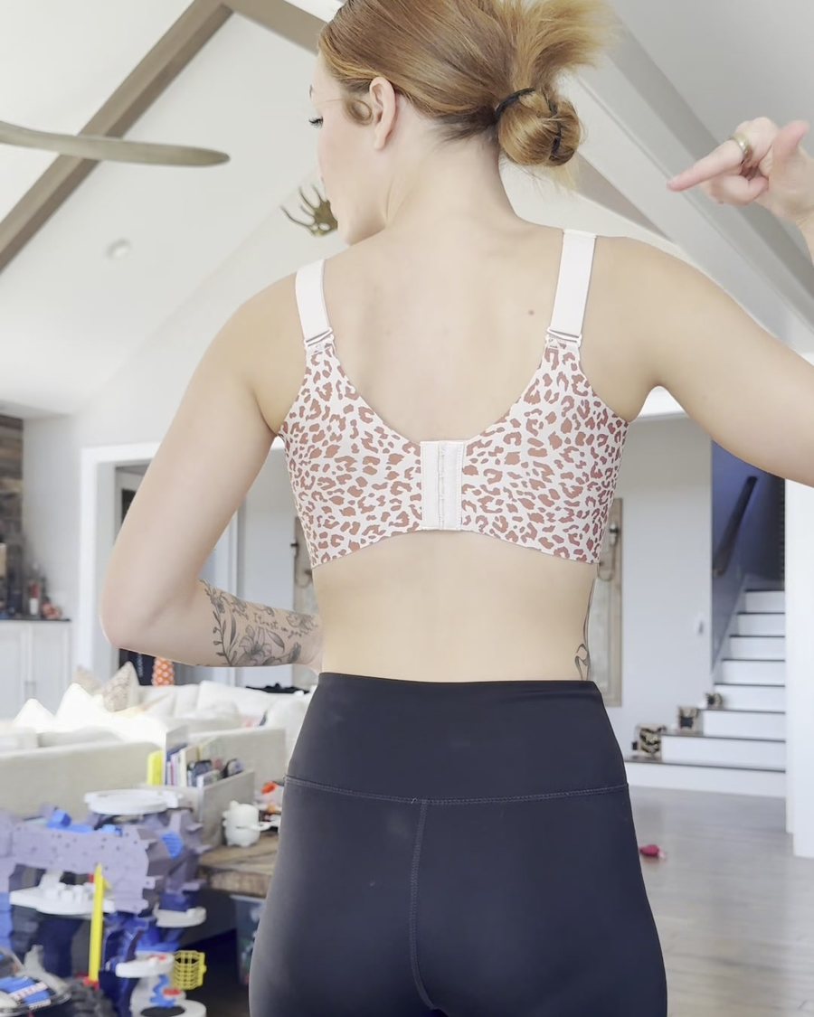 Back view of the bra's long band